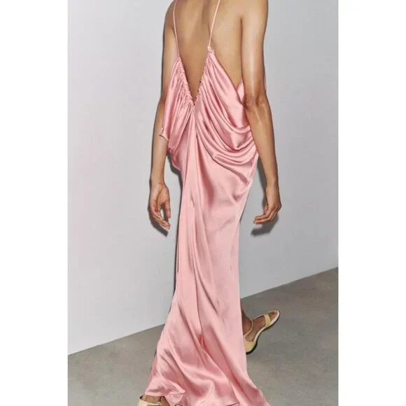 ZARA ZW COLLECTION SATIN VOLUME DRESS - Picture 8 of 16